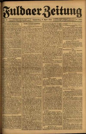 Ausgabe vom Donnerstag, den 15. April 1920.