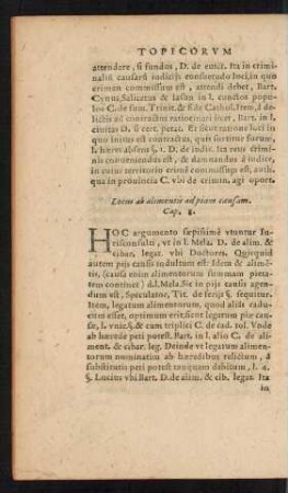 Locus ab alimentis ad piam causam. Cap. 8.