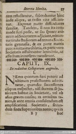 Caput IX. De reditibus Collegiorum augendis