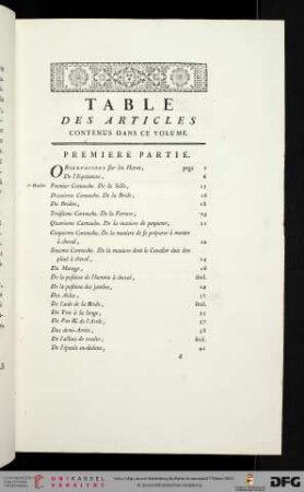 Table des articles contenus dans ce volume