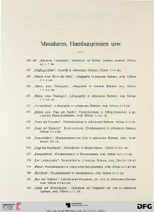 Miniaturen, Hamburgensien usw. (Nr. 165-233)