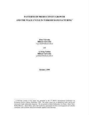 Patterns of Productivity Growth and the Wage Cycle in Turkish Manufacturing
