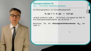 Umrechnung einer Gleichgewichtskonstante nach VAN´T HOFF - Verschiebung eines exothermen Gleichgewichts: Übungsaufgabe 21