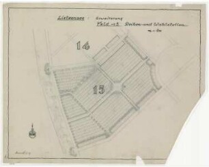 Belegungspläne Lietzensee (Originale) - Erweiterung Südwestkirchhof Stahnsdorf - Feld 15 Wahl-und Reihenstellen