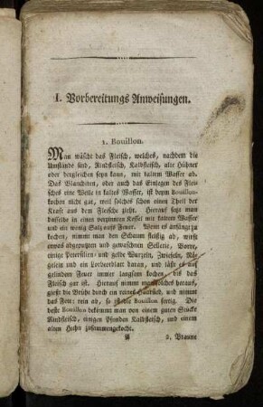 I. Vorbereitungs Anweisungen