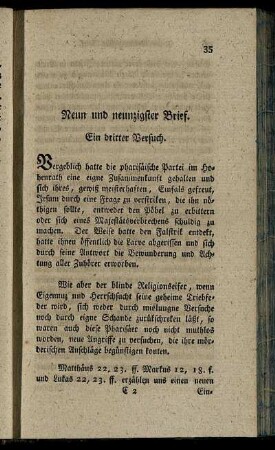 Neun und neunzigster Brief. Ein dritter Versuch.