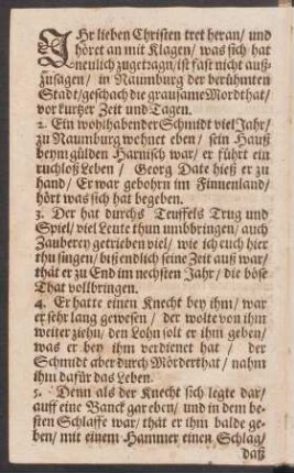 Jhr lieben Christen tret heran/ und höret an mit Klagen/