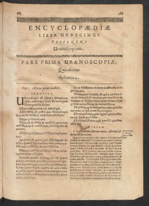 Encyclopaediae Liber Undecimus Proponens Uranoscopiam.
