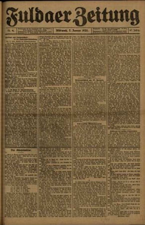 Ausgabe vom Mittwoch, den 07. Januar 1920.