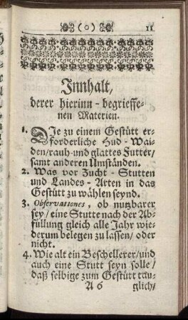 Innhalt, derer hierinn-begrieffenen Materien.