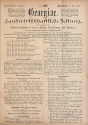 Einundsechzigster Jahrgang. No. 20. Insterburg, 18. Mai 1893.