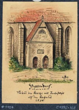 Darstellung des Vorbaus der Kirche in Possendorf bei Dresden