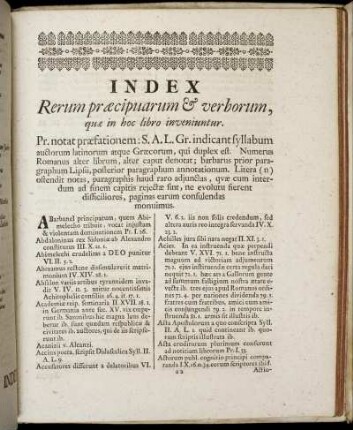 Index Rerum præcipuarum & verborum, ...
