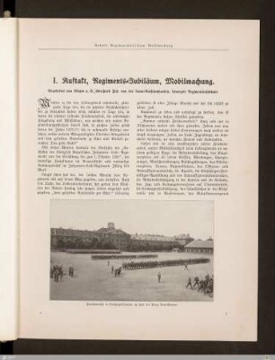 I. Auftakt, Regimentsjubiläum, Mobilmachung