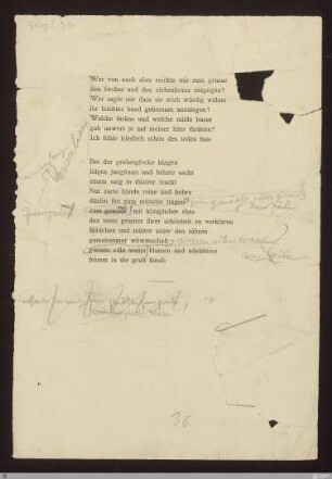 [Die Bücher der Hirten- und Preisgedichte der Sagen und Sänge und der hängenden Gärten] - [Handschrift] - Wer von euch aber reichte mir zum grusse (Frauenlob, Vers 22 - 39) - StGA-George I,0310 : [SW III: H5]; [SW III, S. 46-47/129-131]