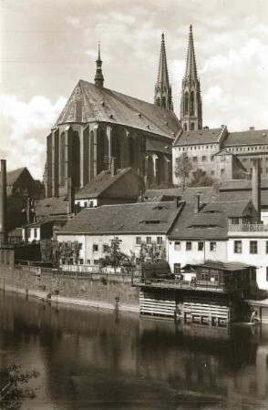Peterskirche : Görlitz, Blick über die Neiße auf den Chor der Peterskirche