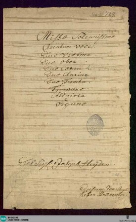 Masses - Don Mus.Ms. 729 : V (4), Coro, orch; G; Hob XXII:6