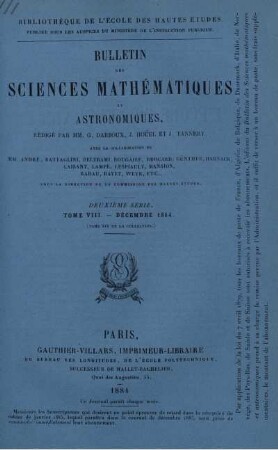 Tome VIII. - Décembre 1884.