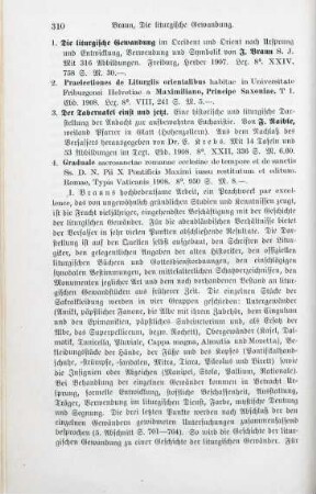 310-313 [Rezension] Braun, Joseph, Die liturgische Gewandung im Occident und Orient