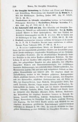 310-313 [Rezension] Braun, Joseph, Die liturgische Gewandung im Occident und Orient