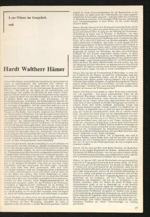 Lore Ditzen im Gespräch mit Hardt Waltherr Hämer