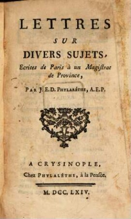Lettres sur divers Sujets