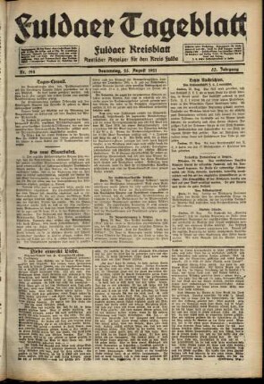 Ausgabe vom Donnerstag, den 25. August 1921.