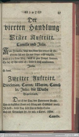 Der vierten Handlung Erster Auftritt
