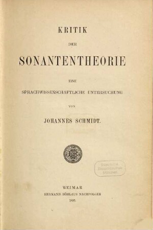 Kritik der Sonantentheorie : eine sprachwissenschaftliche Untersuchung
