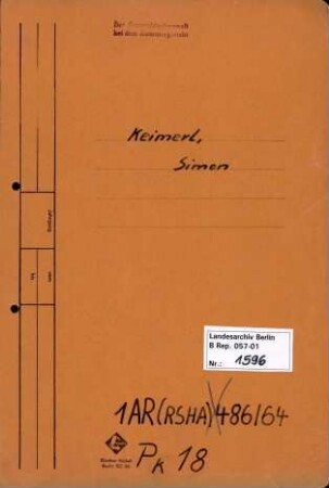 Personenheft Simon Keimerl (*27.08.1914), SS-Untersturmführer