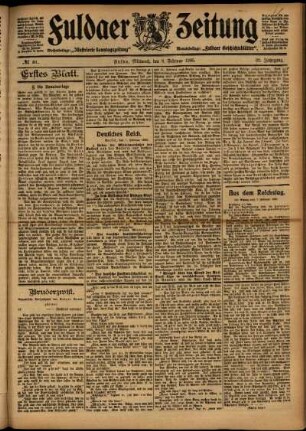 Erste Ausgabe vom Mittwoch, den 08. Februar 1905.