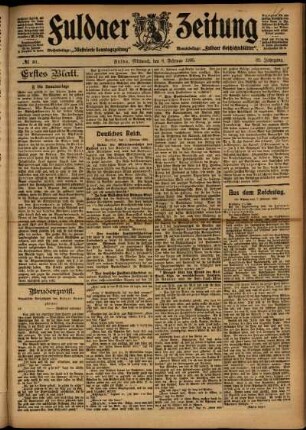 Erste Ausgabe vom Mittwoch, den 08. Februar 1905.