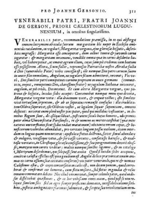 Venerabili Patri, Fratri Joanni De Gerson [...]