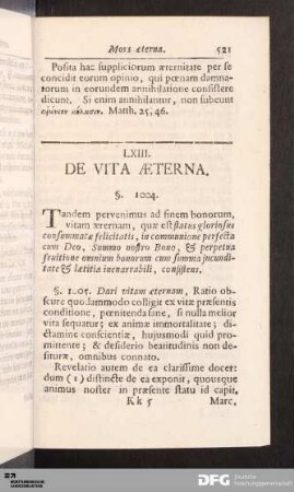 LXIII. De Vita Æterna.