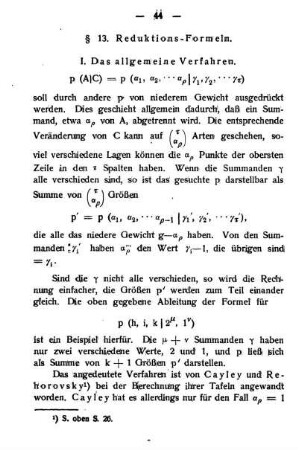 § 13. Reduktions-Formeln