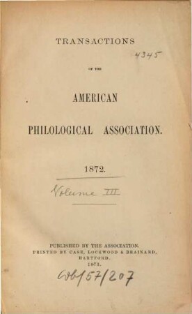 Transactions of the American Philological Association : TAPA. 3. 1872 (1873)