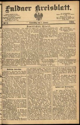 Ausgabe vom Donnerstag, den 07. Januar 1892.