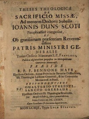 Theses de sacrificio missae