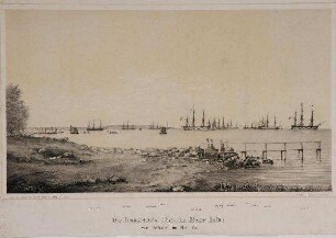 Die Französische Flotte im Kieler Hafen von Bellevue im Mai 1854.
