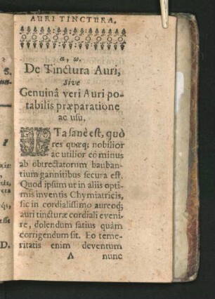 De Tinctura Auri, sive Genuina veri Auri potabilis ...