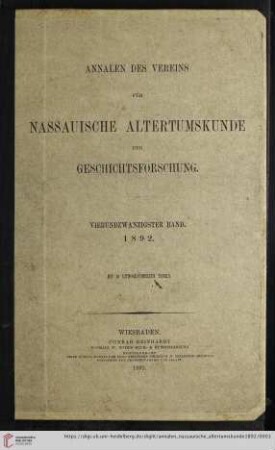 24: Annalen des Vereins für Nassauische Altertumskunde und Geschichtsforschung