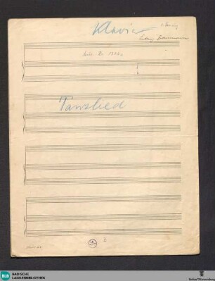 Tanzlied - Mus. Hs. 1306a : V, pf; G