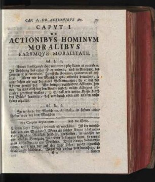 Caput I. Actionibus Hominum Moralibus Earumque Moralitate