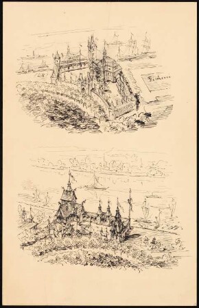 Gartenbauausstellung 1897, Berlin-Treptow: 2 Perspektivische Ansichten
