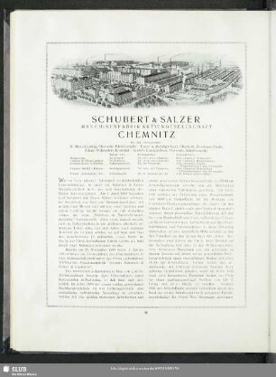 Schubert & Salzer : Maschinenfabrik Aktiengesellschaft Chemnitz