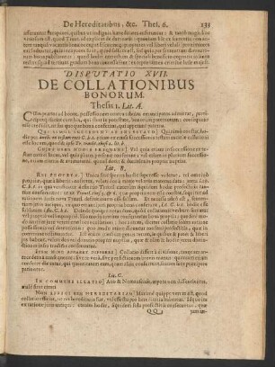 Disputatio XVII. De Collationibus Bonorum