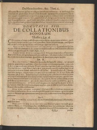Disputatio XVII. De Collationibus Bonorum