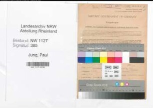 Entnazifizierung Paul Jung , geb. 05.03.1890 (Lehrer)