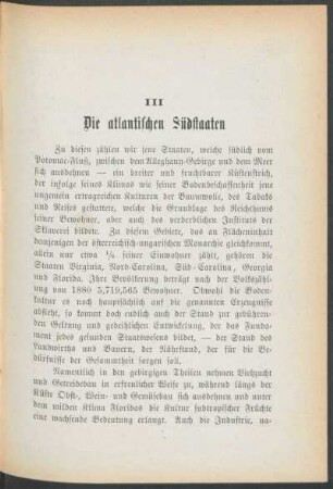 III. Die atlantischen Südstaaten