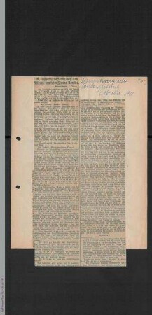 Zeitungsartikel zur 26. Generalversammlung des ADF 1911 in Braunschweig